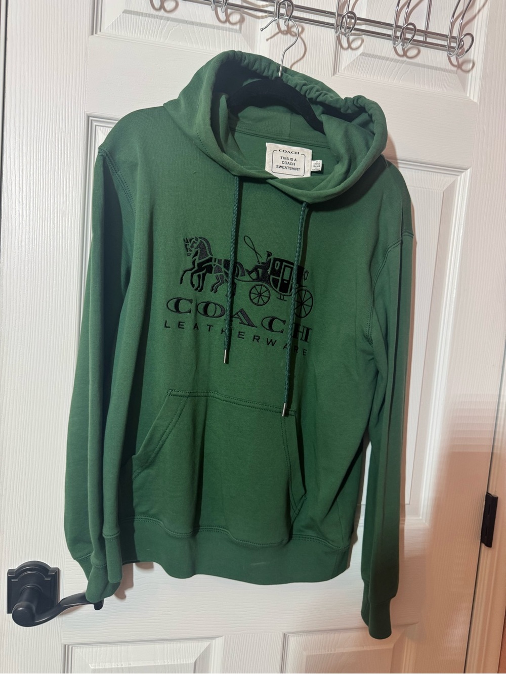 COACH Green Crewneck Logo Hoodie Sweatshirt